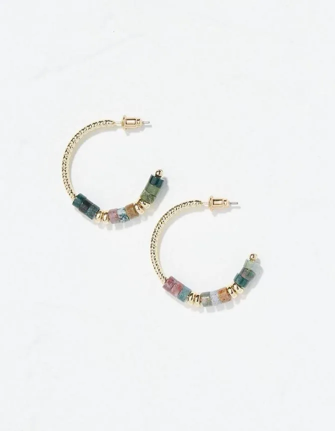 Fatface Jewellery Stone Hoop Earrings Purple 8211 Women