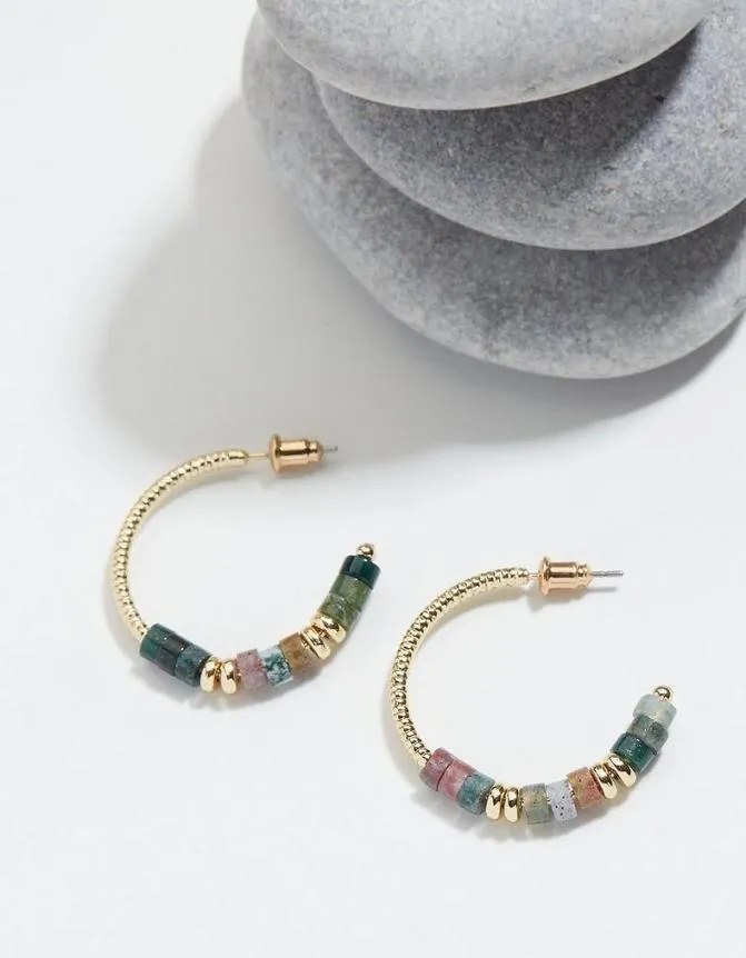 Fatface Jewellery Stone Hoop Earrings Purple 8211 Women