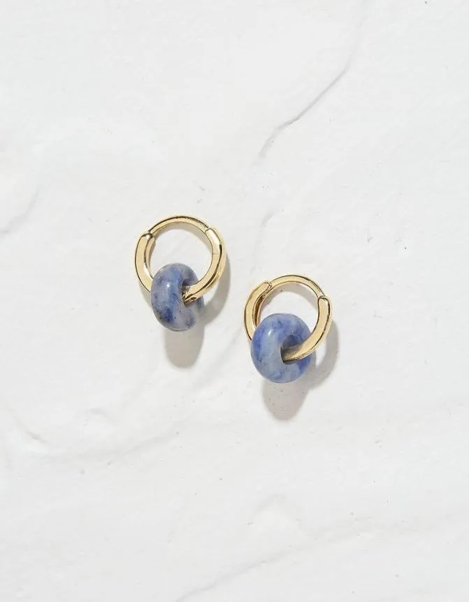 Fatface Jewellery Stone Huggy Hoop Earring Blue 8211 Women