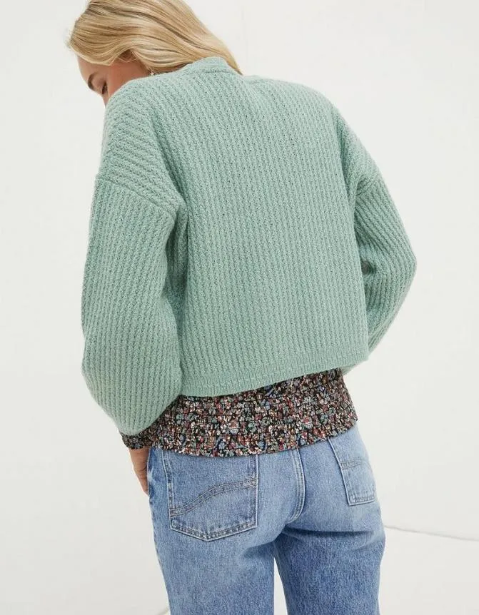 Fatface Knitwear Anna Short Cardigan Sage Green 8211 Women