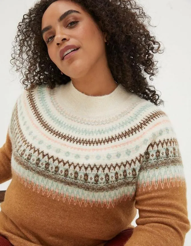 Fatface Knitwear Bea Yoke Fairisle Jumper Brown 8211 Women