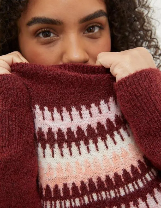 Fatface Knitwear Bea Yoke Fairisle Jumper Raspberry Red 8211 Women