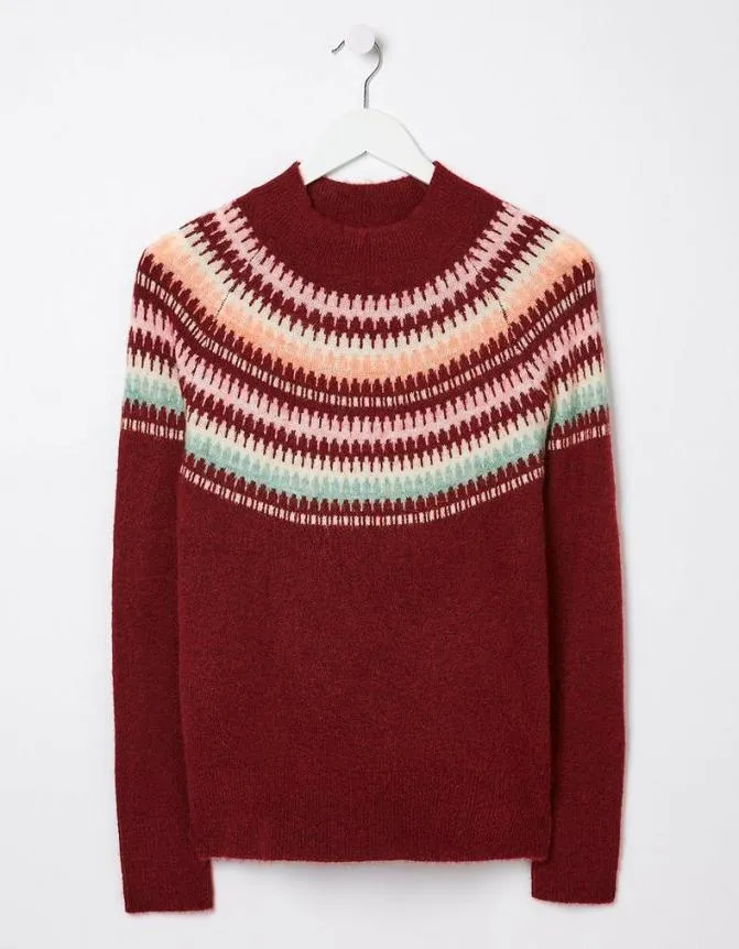 Fatface Knitwear Bea Yoke Fairisle Jumper Raspberry Red 8211 Women