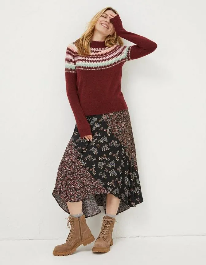 Fatface Knitwear Bea Yoke Fairisle Jumper Raspberry Red 8211 Women