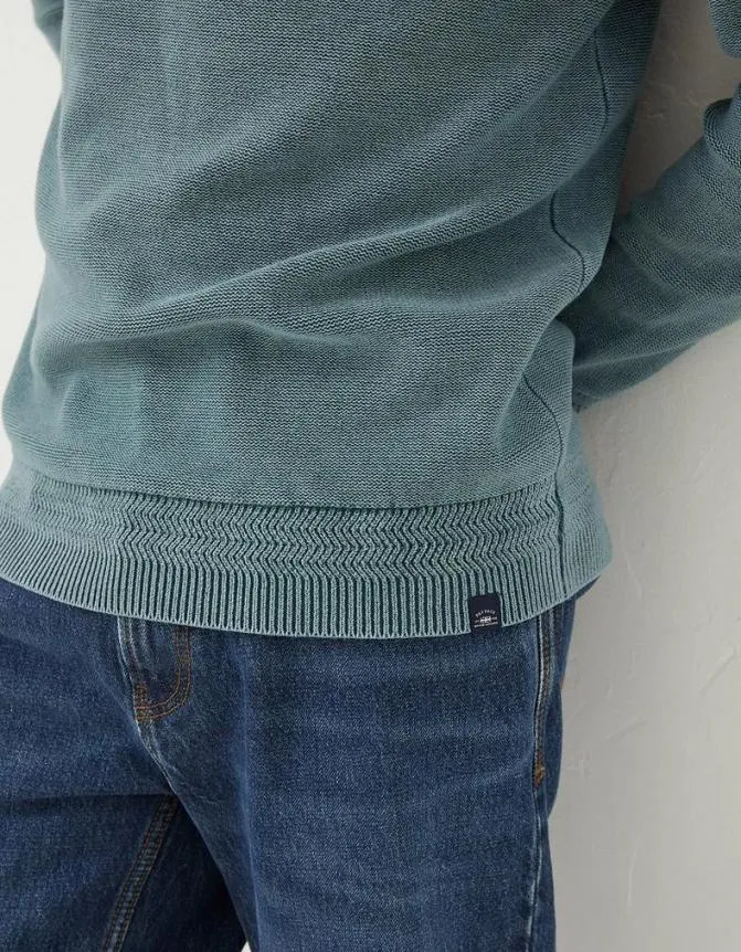 Fatface Knitwear Berwick Washed Crew Neck Teal Green 8211 Men