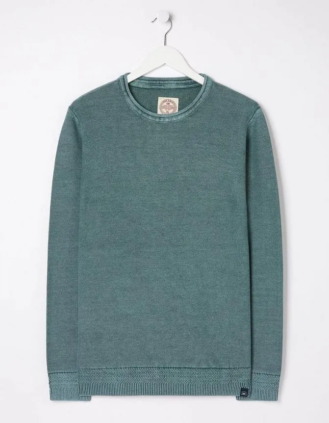 Fatface Knitwear Berwick Washed Crew Neck Teal Green 8211 Men