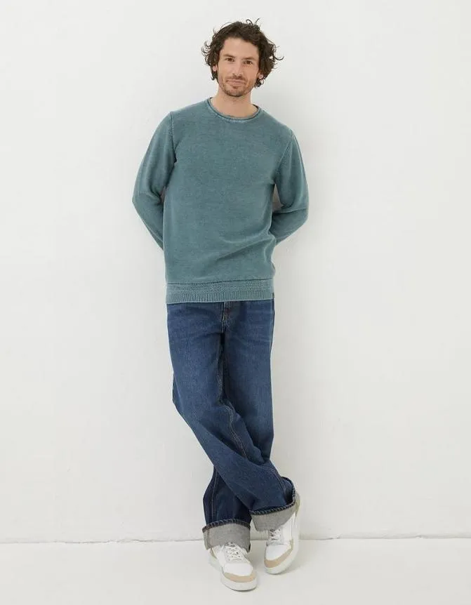 Fatface Knitwear Berwick Washed Crew Neck Teal Green 8211 Men