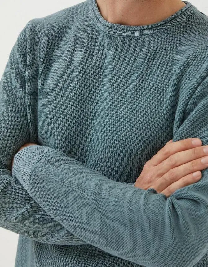 Fatface Knitwear Berwick Washed Crew Neck Teal Green 8211 Men