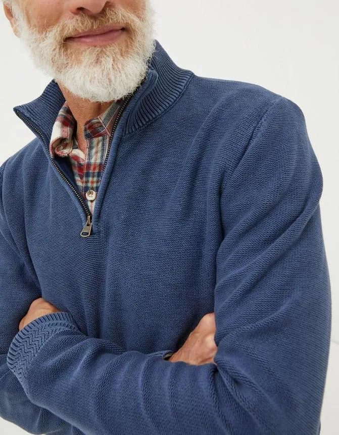 Fatface Knitwear Berwick Washed Half Neck Navy 8211 Men