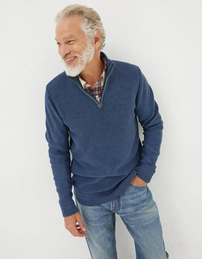 Fatface Knitwear Berwick Washed Half Neck Navy 8211 Men