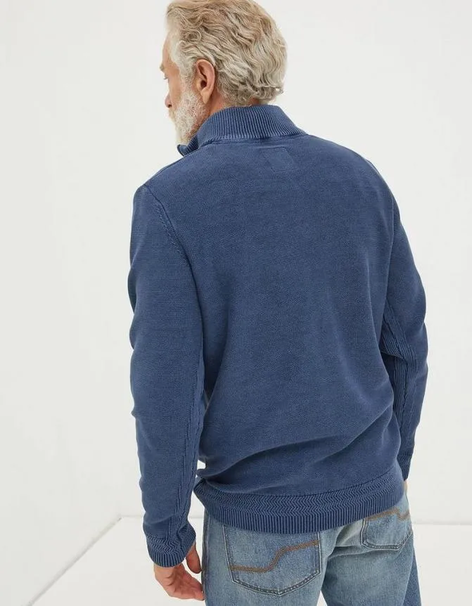 Fatface Knitwear Berwick Washed Half Neck Navy 8211 Men