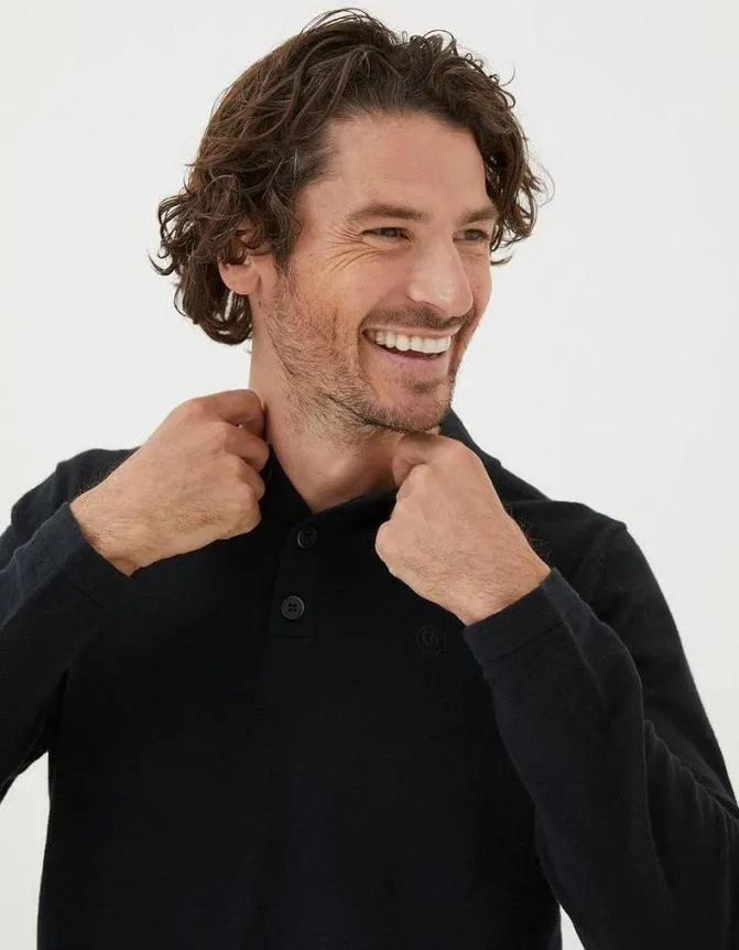 Fatface Knitwear Braunton Collared Jumper Black 8211 Men