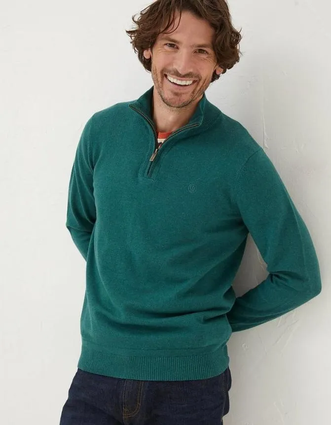 Fatface Knitwear Braunton Half Neck Jumper Jade Green 8211 Men
