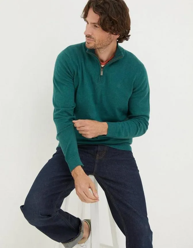 Fatface Knitwear Braunton Half Neck Jumper Jade Green 8211 Men