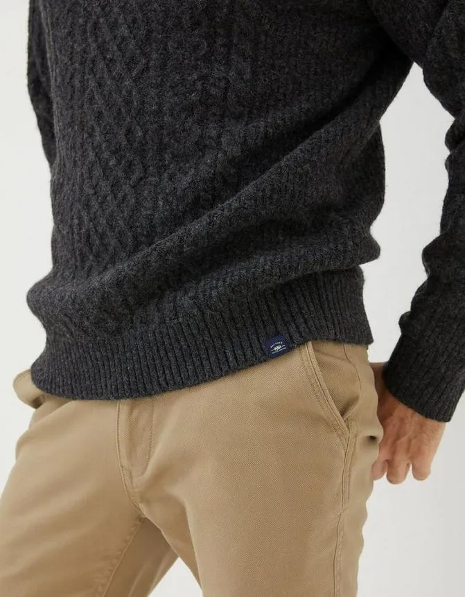 Fatface Knitwear Calder Cable Crew Jumper Charcoal 8211 Men