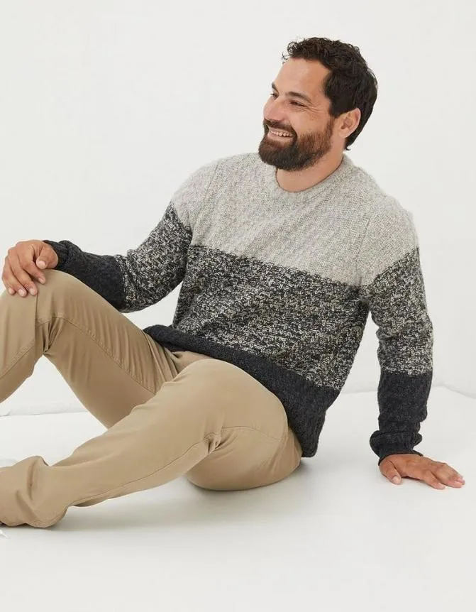 Fatface Knitwear Calder Ombre Crew Neck Jumper Charcoal 8211 Men