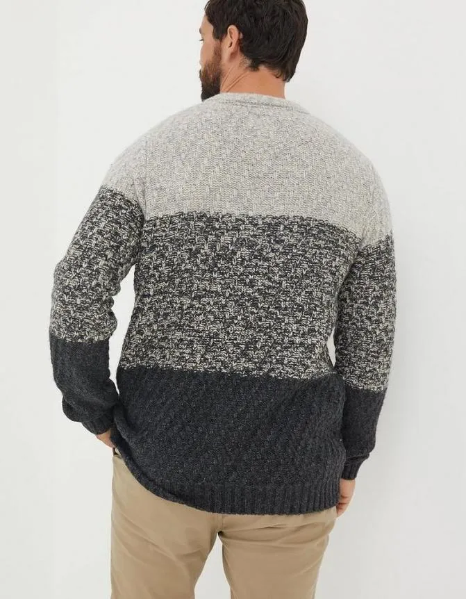 Fatface Knitwear Calder Ombre Crew Neck Jumper Charcoal 8211 Men