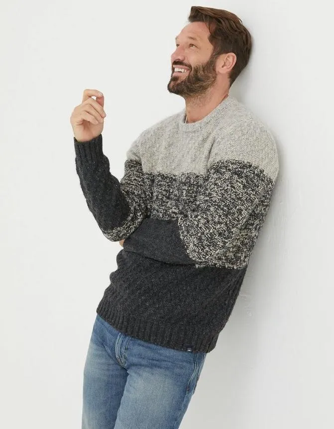 Fatface Knitwear Calder Ombre Crew Neck Jumper Charcoal 8211 Men