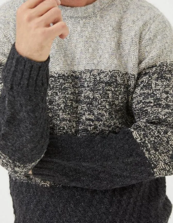 Fatface Knitwear Calder Ombre Crew Neck Jumper Charcoal 8211 Men