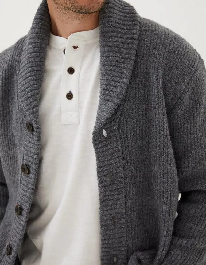 Fatface Knitwear Calder Rib Cardigan Grey Marl 8211 Men