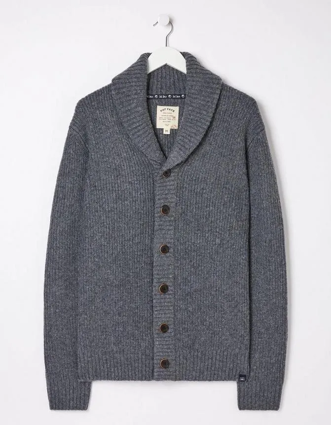 Fatface Knitwear Calder Rib Cardigan Grey Marl 8211 Men