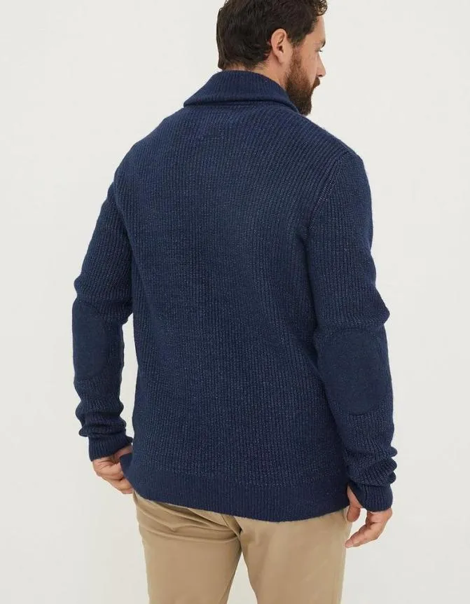 Fatface Knitwear Calder Shawl Neck Jumper Navy 8211 Men