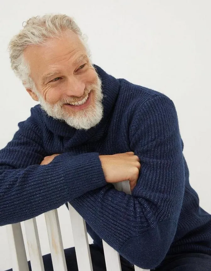 Fatface Knitwear Calder Shawl Neck Jumper Navy 8211 Men