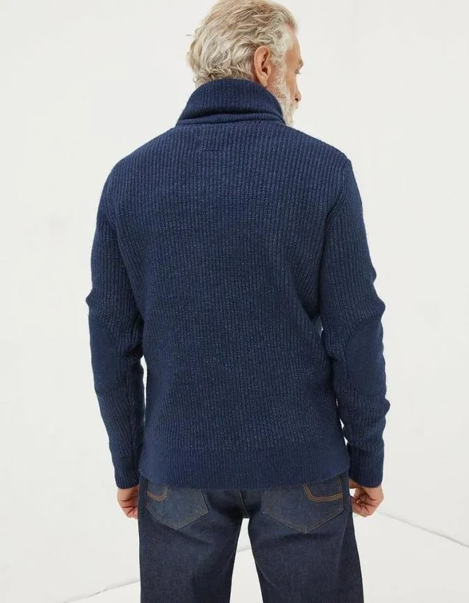 Fatface Knitwear Calder Shawl Neck Jumper Navy 8211 Men