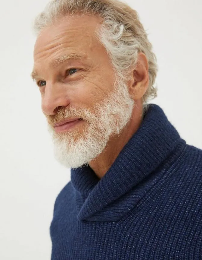 Fatface Knitwear Calder Shawl Neck Jumper Navy 8211 Men