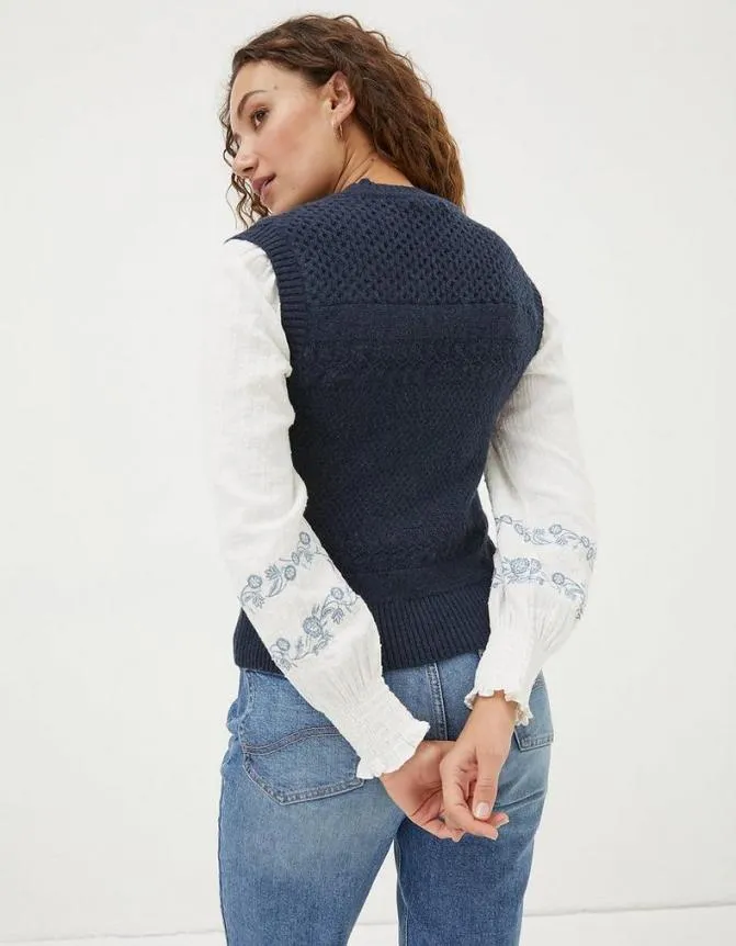 Fatface Knitwear Carrie Cable Knitted Tank Navy 8211 Women