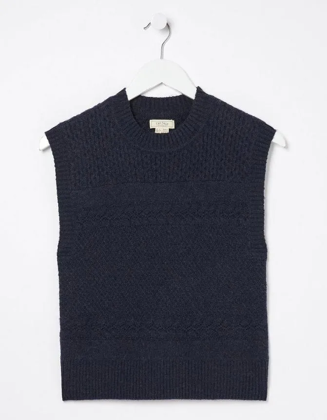 Fatface Knitwear Carrie Cable Knitted Tank Navy 8211 Women