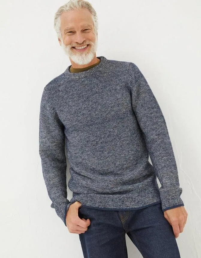 Fatface Knitwear Dawlish Demin Crew Jumper Navy 8211 Men