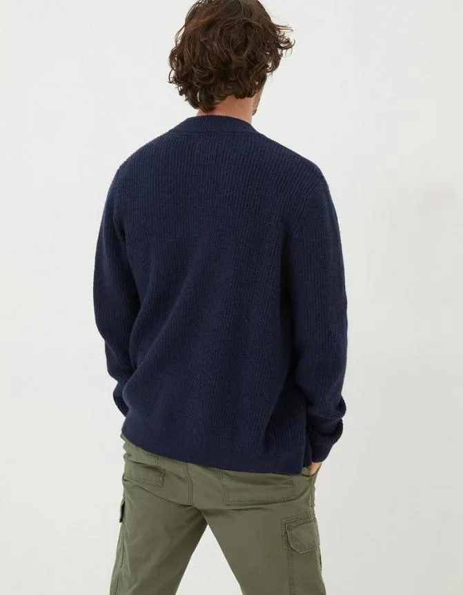 Fatface Knitwear Knitted Bomber Cardigan Navy 8211 Men
