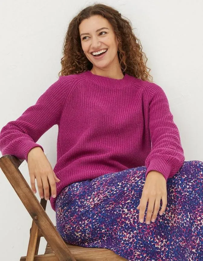 Fatface Knitwear Lila Cotton Jumper Pink 8211 Women