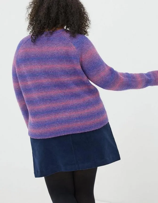 Fatface Knitwear Ombre Stripe Crew Jumper Purple 8211 Women