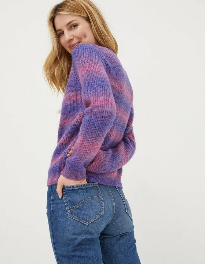 Fatface Knitwear Ombre Stripe Crew Jumper Purple 8211 Women