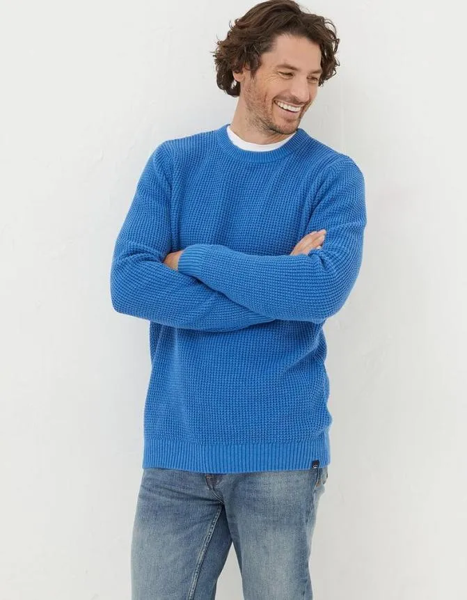 Fatface Knitwear Pembrey Cotton Crew Neck Jumper Cobalt Blue 8211 Men