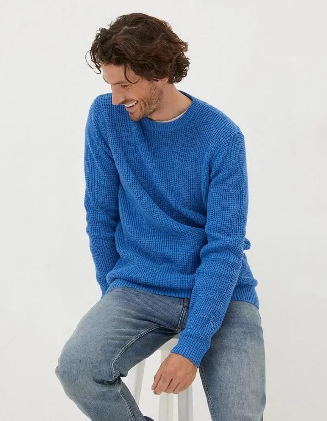 Fatface Knitwear Pembrey Cotton Crew Neck Jumper Cobalt Blue 8211 Men