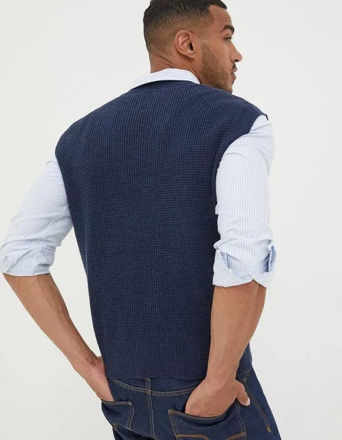 Fatface Knitwear Southwick Crew Knitted Tank Navy 8211 Men