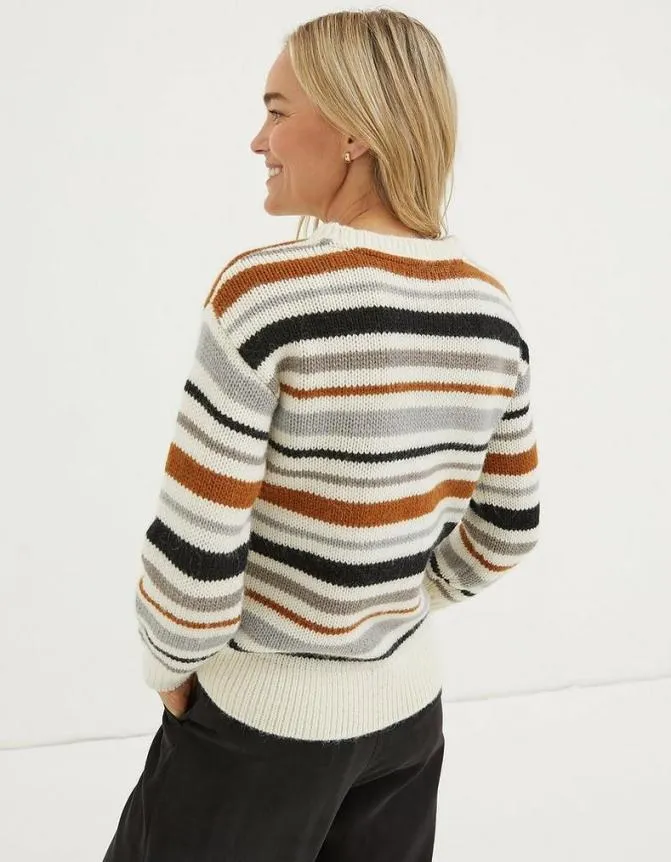 Fatface Knitwear Stripe Crew Jumper Ivory 8211 Women
