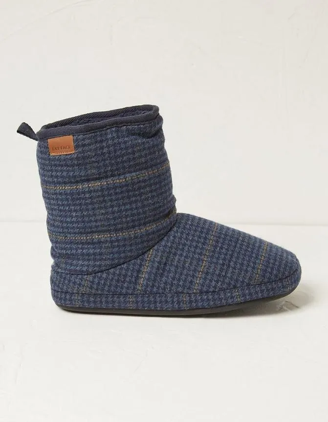 Fatface Nightwear and Loungewear Jamison Check Slipper Boots Navy 8211 Men