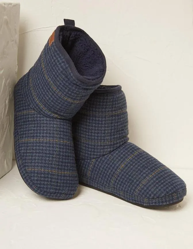 Fatface Nightwear and Loungewear Jamison Check Slipper Boots Navy 8211 Men