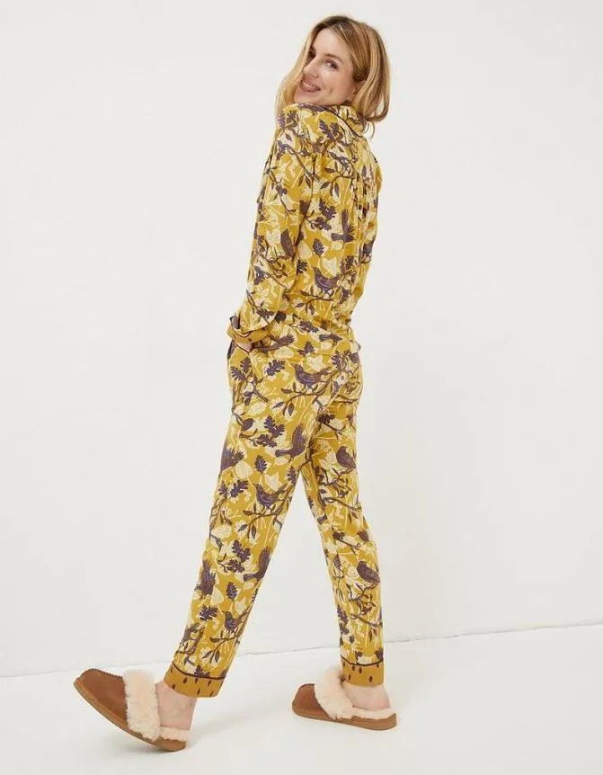 Fatface Nightwear and Loungewear Stevie Lino Bird Lounge Pants Washed Yellow 8211 Women