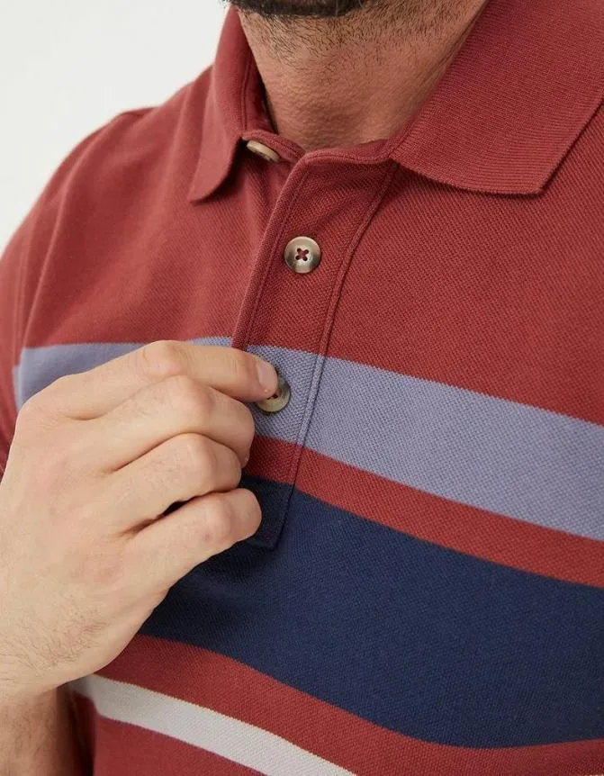 Fatface Polo Shirts Chest Stripe Pique Polo Washed Red 8211 Men
