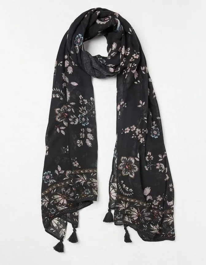 Fatface Scarves Fall Floral Light Weight Scarf Black 8211 Women