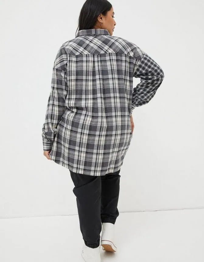 Fatface Shirts and Blouses Billie Longline Check Shirt Dark Grey 8211 Women