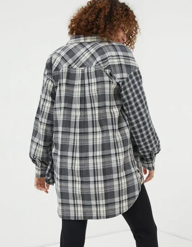 Fatface Shirts and Blouses Billie Longline Check Shirt Dark Grey 8211 Women