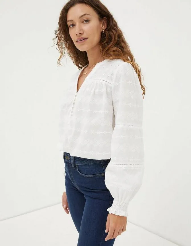 Fatface Shirts and Blouses Poppy Embroidered Blouse Ivory 8211 Women