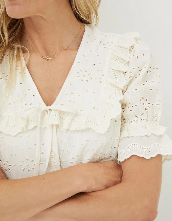 Fatface Shirts and Blouses Talia Broderie Collar Blouse Ivory 8211 Women