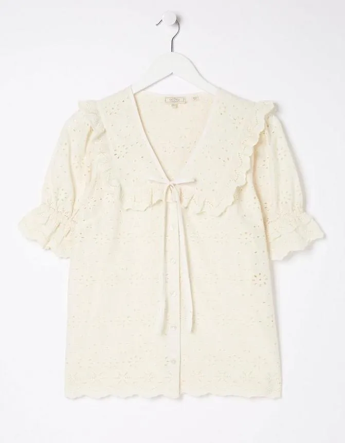Fatface Shirts and Blouses Talia Broderie Collar Blouse Ivory 8211 Women
